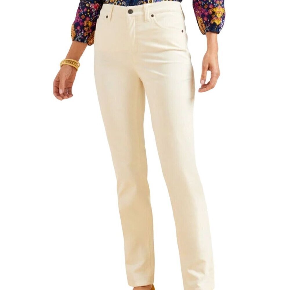 Talbots Curvy Straight Ivory Corduroy Pants Size 10p